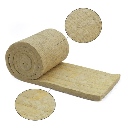 Mesh Wired Rock Wool Blanket Customized Size For Building Insulation Roof Insulation